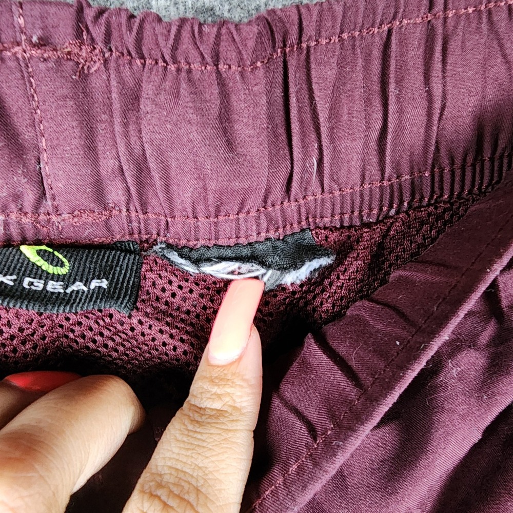 Tek Gear Track Pants Mens 38 Burgundy White Stripe Mesh Lined Athletic Joggers - Picture 9 of 9